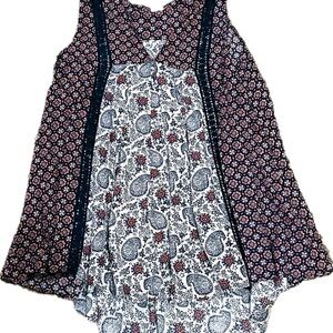 🌿 En Creme Floral Tank Boho Summer Empire Babydoll Swing Tunic Float Boutique